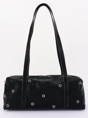 Vegan Leather Eyelet Studded Rectanglar Bag